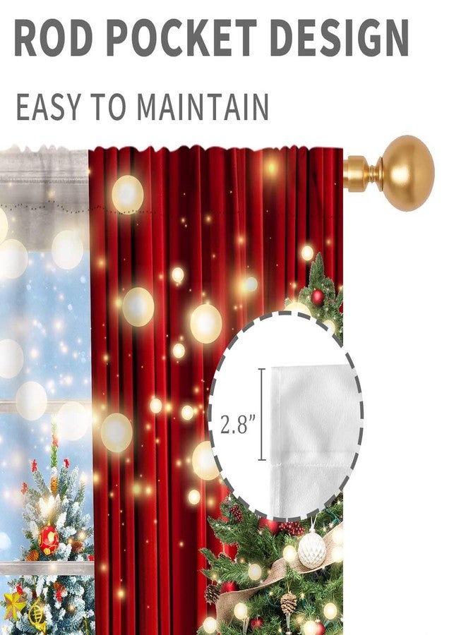 TKUYO Christmas Tree Curtains, Xmas New Year Winter Snow Forest Merry Christmas Tree Shaped Party Decor Window Drapery Treatments for Bedroom Living Room Kitchen Bathroom 2 Panels, 42"x45" Inch - Image 5